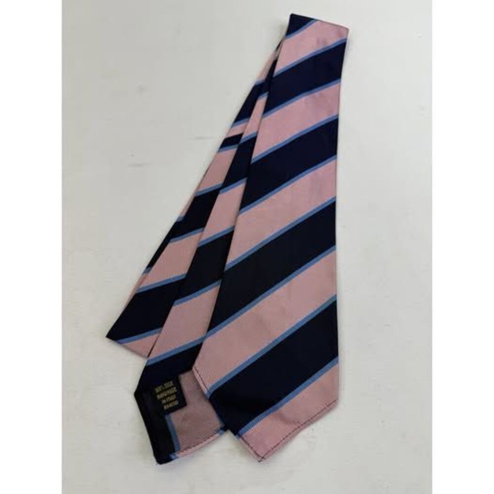 Rugby Ralph Lauren Pink Navy “13” Striped Pattern Silk neck Tie